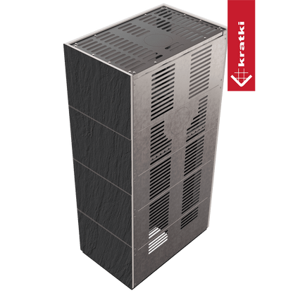 Kratki Kaminbausatz KRATKI FLOKI BOX 8 kW Ø 160 Quarzsinter NATURALI ARDESIA NERO A SPACCO schwarz Verkleidung
