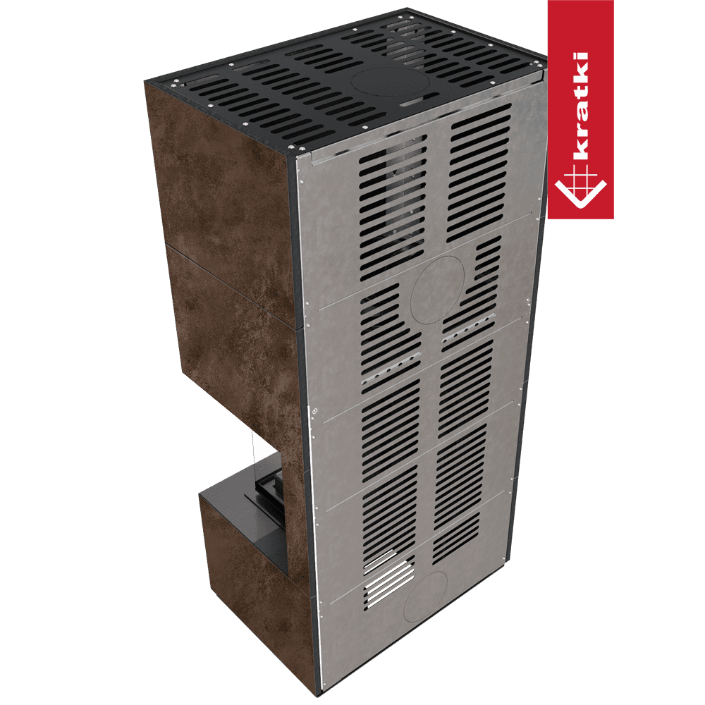 Kratki Kaminbausatz KRATKI FLOKI BOX rechts 8 kW Ø 160 Quarzsinter OXIDE MORO