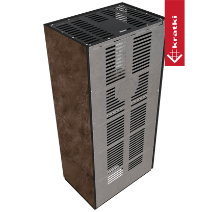 Kratki Kaminbausatz KRATKI FLOKI BOX rechts 8 kW Ø 160 Quarzsinter OXIDE MORO schwarz Verkleidung