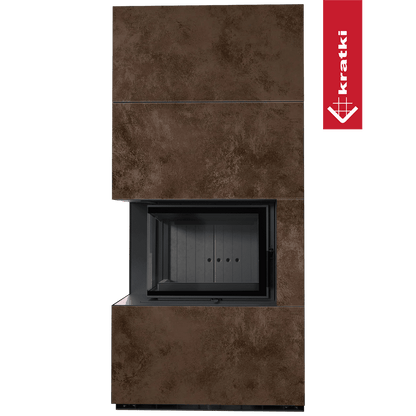 Kratki Kaminbausatz KRATKI FLOKI BOX links 8 kW Ø 160 Quarzsinter OXIDE MORO schwarz Verkleidung