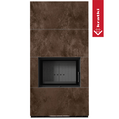 Kratki Kaminbausatz KRATKI FLOKI BOX 8 kW Ø 160 Quarzsinter OXIDE MORO schwarz Verkleidung