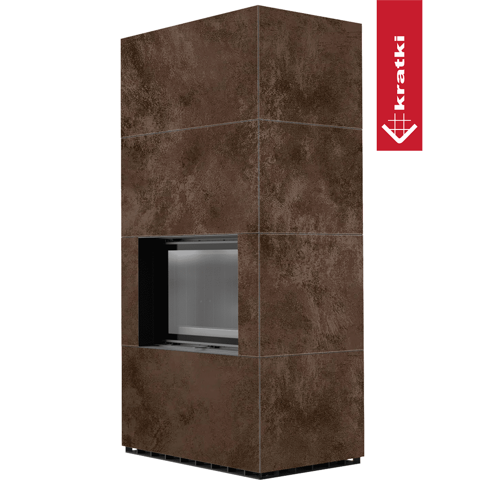 Kratki Kaminbausatz KRATKI FLOKI BOX 8 kW Ø 160 Quarzsinter OXIDE MORO schwarz Verkleidung