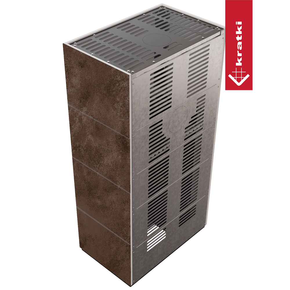 Kratki Kaminbausatz KRATKI FLOKI BOX 8 kW Ø 160 Quarzsinter OXIDE MORO schwarz Verkleidung
