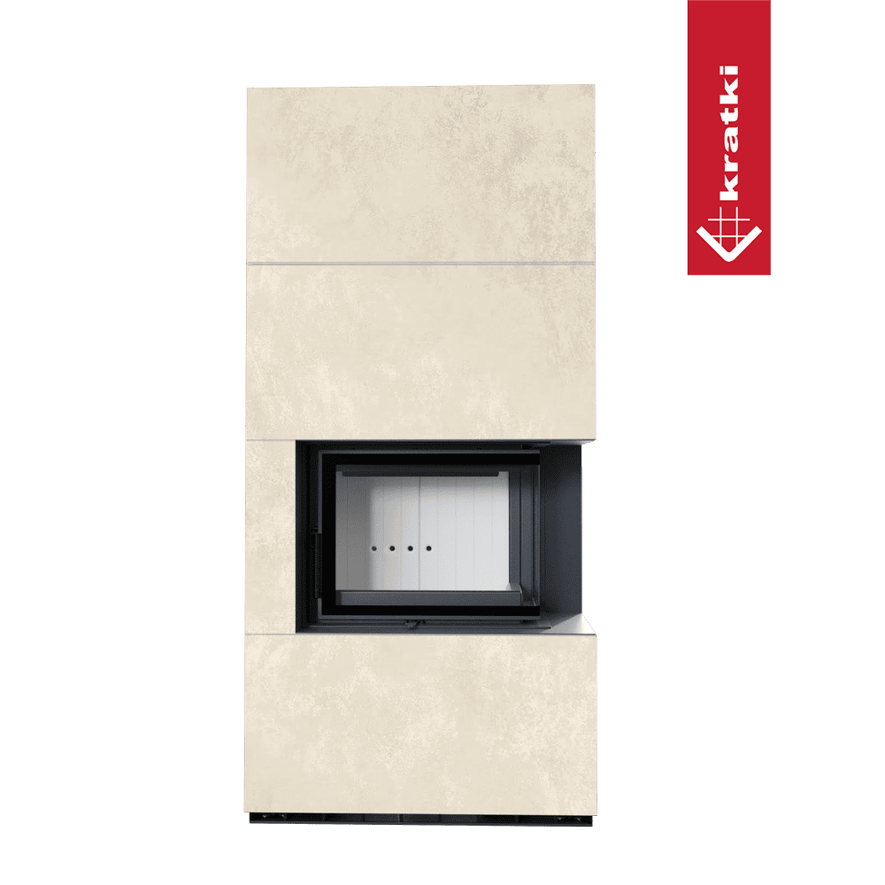 Kratki Kaminbausatz KRATKI FLOKI BOX rechts 8 kW Ø 160 Quarzsinter OXIDE BIANCO