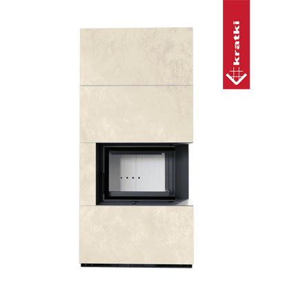 Kratki Kaminbausatz KRATKI FLOKI BOX rechts 8 kW Ø 160 Quarzsinter OXIDE BIANCO