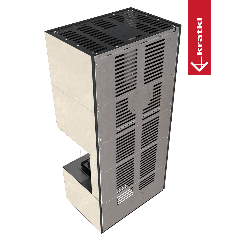 Kratki Kaminbausatz KRATKI FLOKI BOX rechts 8 kW Ø 160 Quarzsinter OXIDE BIANCO