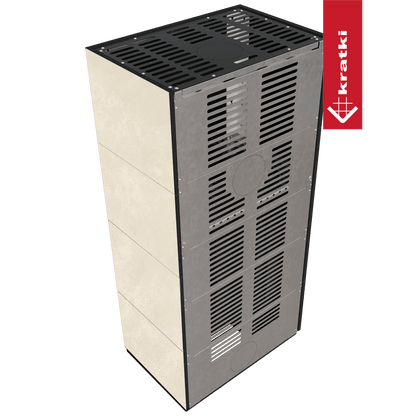 Kratki Kaminbausatz KRATKI FLOKI BOX links 8 kW Ø 160 Quarzsinter OXIDE BIANCO