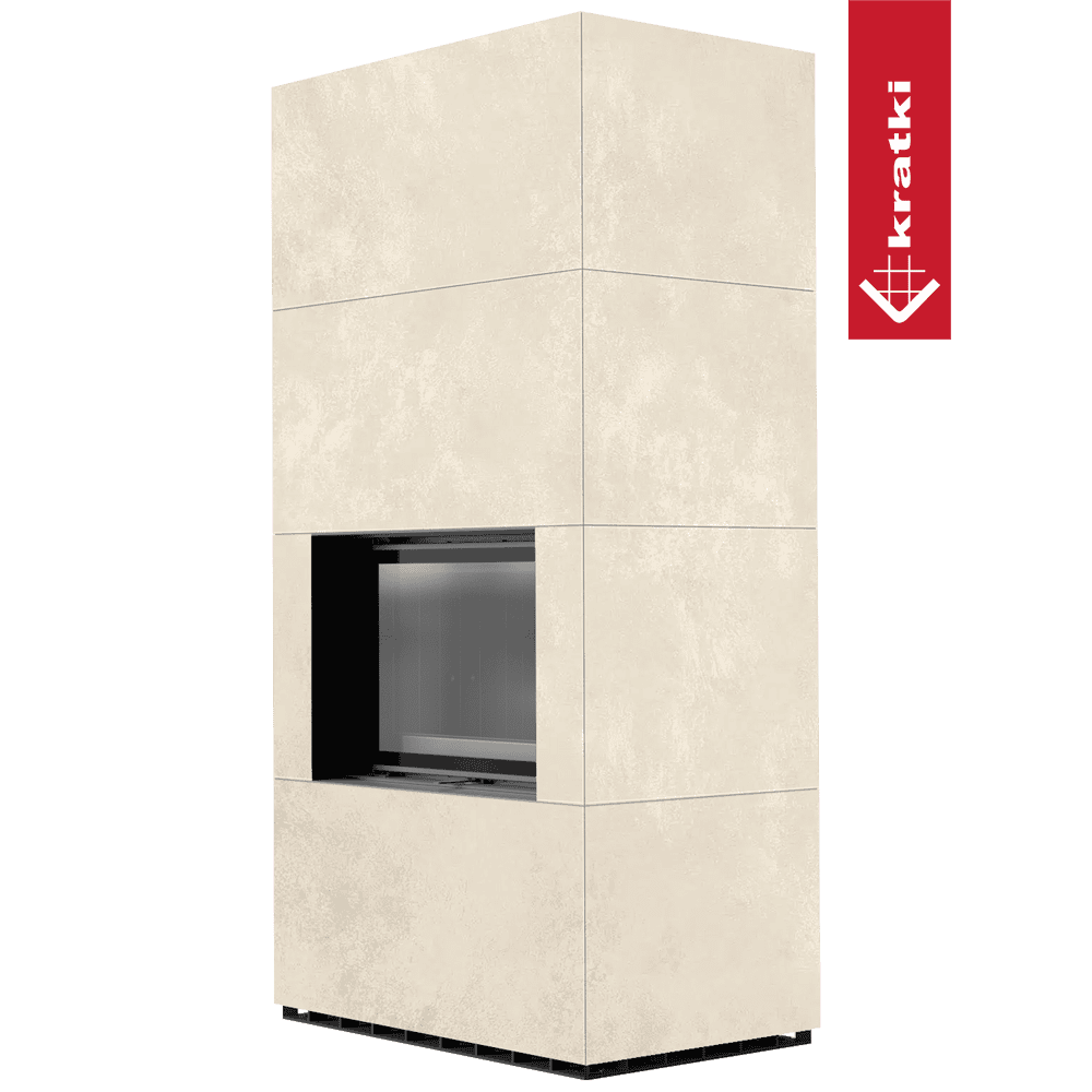 Kratki Kaminbausatz KRATKI FLOKI BOX 8 kW Ø 160 Quarzsinter OXIDE BIANCO schwarz Verkleidung