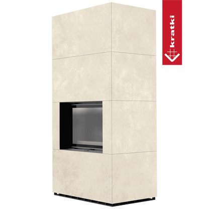 Kratki Kaminbausatz KRATKI FLOKI BOX 8 kW Ø 160 Quarzsinter OXIDE BIANCO schwarz Verkleidung