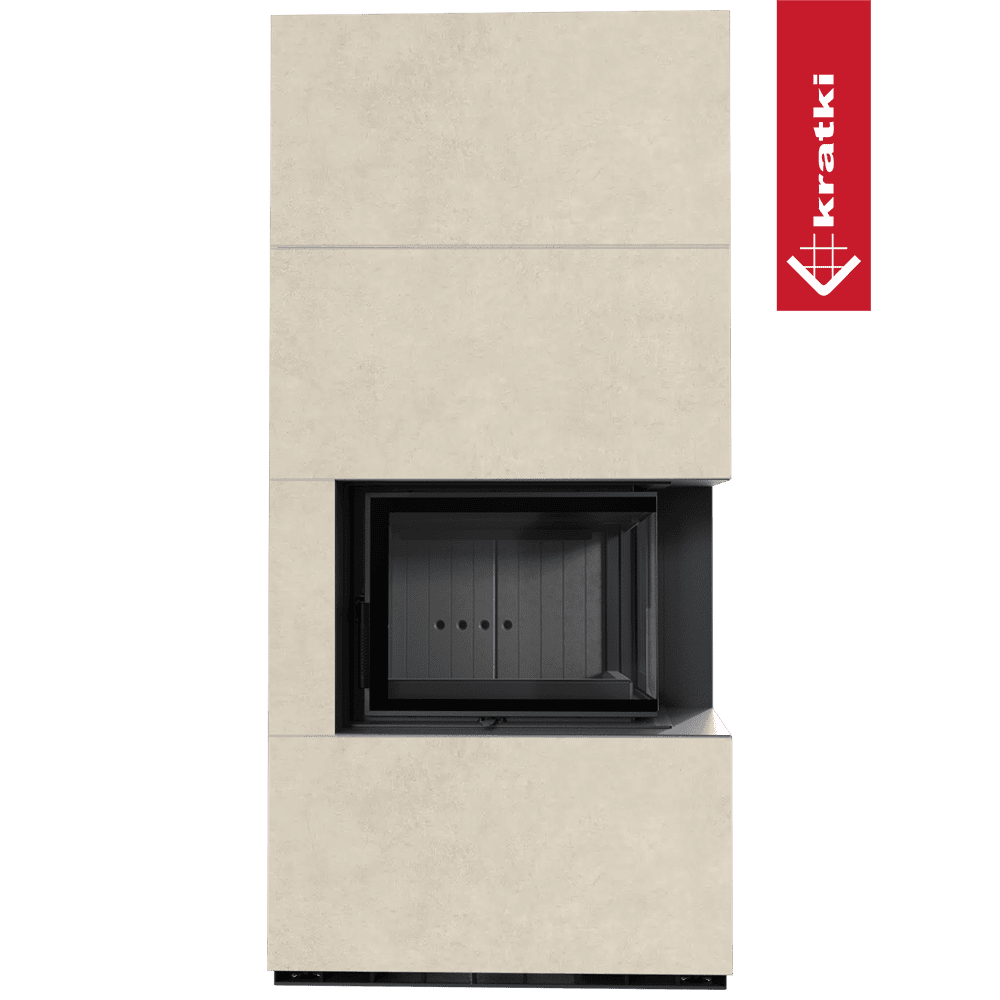 Kratki Kaminbausatz KRATKI FLOKI BOX rechts 8 kW Ø 160 Quarzsinter FOKOS SALE schwarz Verkleidung