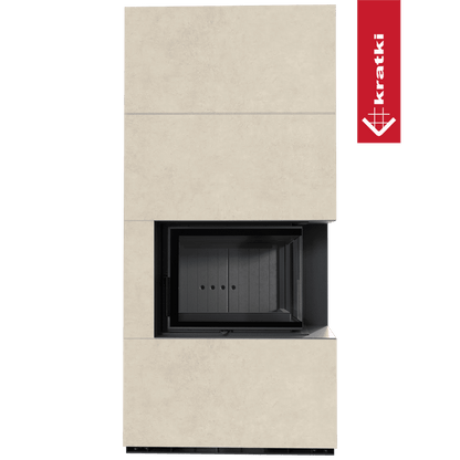 Kratki Kaminbausatz KRATKI FLOKI BOX rechts 8 kW Ø 160 Quarzsinter FOKOS SALE schwarz Verkleidung