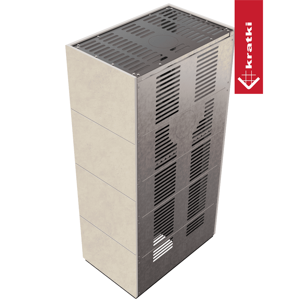 Kratki Kaminbausatz KRATKI FLOKI BOX 8 kW Ø 160 Quarzsinter FOKOS SALE schwarz Verkleidung