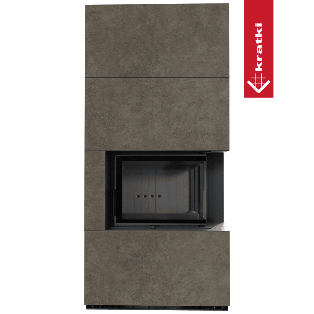 Kratki Kaminbausatz KRATKI FLOKI BOX rechts 8 kW Ø 160 Quarzsinter FOKOS PIOKRATKI MBO schwarz Verkleidung