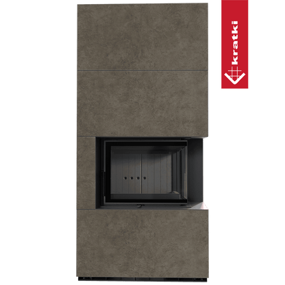 Kratki Kaminbausatz KRATKI FLOKI BOX rechts 8 kW Ø 160 Quarzsinter FOKOS PIOKRATKI MBO schwarz Verkleidung