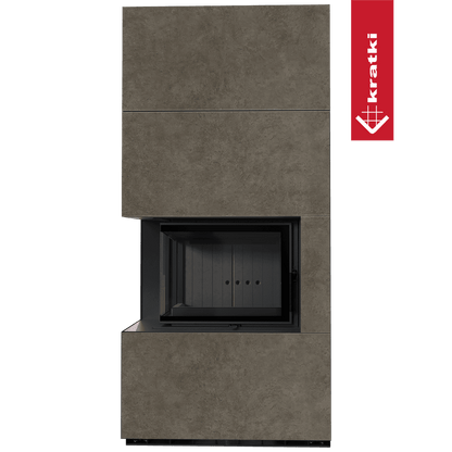 Kratki Kaminbausatz KRATKI FLOKI BOX links 8 kW Ø 160 Quarzsinter FOKOS PIOKRATKI MBO schwarz Verkleidung