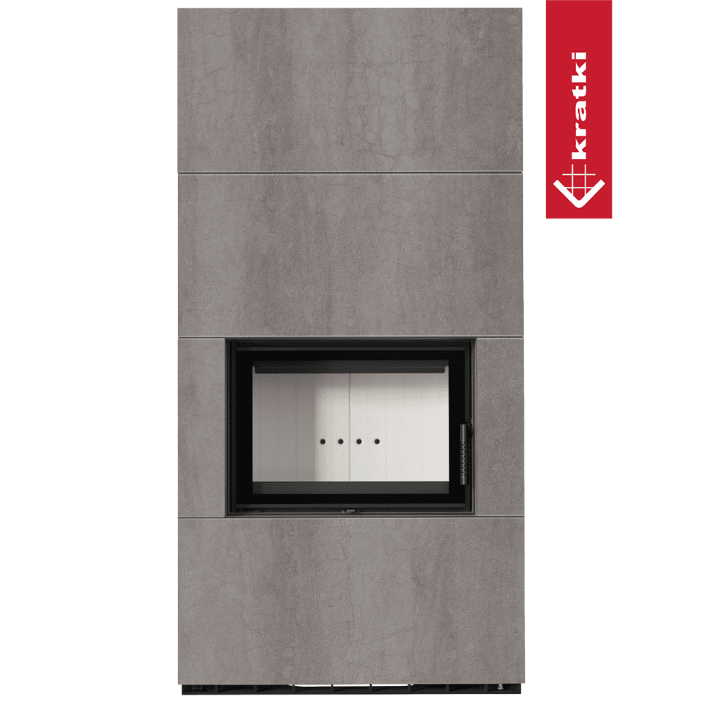 Kratki Kaminbausatz KRATKI FLOKI BOX 8 kW Ø 160 Quarzsinter NATURALI PIETRA DI SAVOIA GRIGIA BOCCIARDATA
