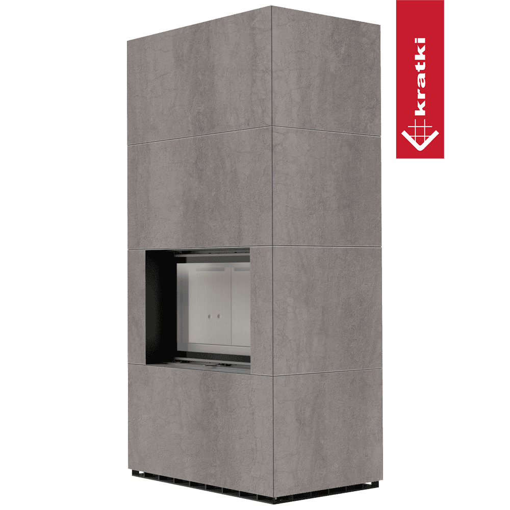 Kratki Kaminbausatz KRATKI FLOKI BOX 8 kW Ø 160 Quarzsinter NATURALI PIETRA DI SAVOIA GRIGIA BOCCIARDATA
