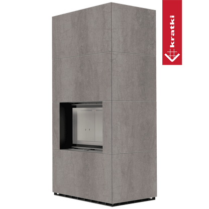 Kratki Kaminbausatz KRATKI FLOKI BOX 8 kW Ø 160 Quarzsinter NATURALI PIETRA DI SAVOIA GRIGIA BOCCIARDATA