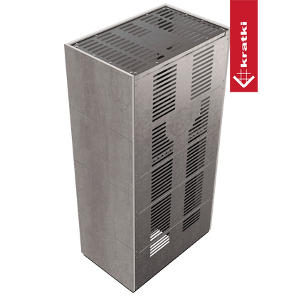 Kratki Kaminbausatz KRATKI FLOKI BOX 8 kW Ø 160 Quarzsinter NATURALI PIETRA DI SAVOIA GRIGIA BOCCIARDATA