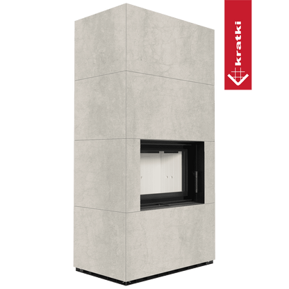 Kratki Kaminbausatz KRATKI FLOKI BOX 8 kW Ø 160 Quarzsinter NATURALI PIETRA DI SAVOIA PERLA BOCCIARDATA