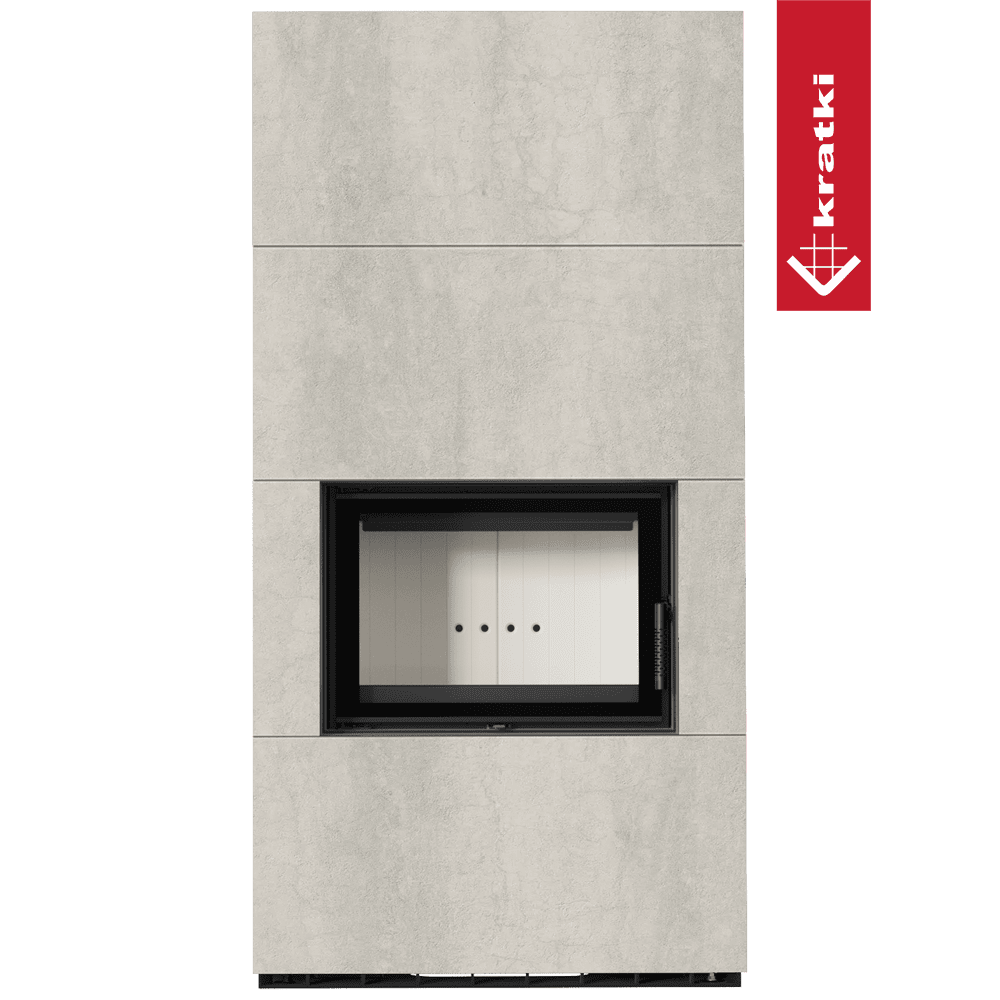 Kratki Kaminbausatz KRATKI FLOKI BOX 8 kW Ø 160 Quarzsinter NATURALI PIETRA DI SAVOIA PERLA BOCCIARDATA