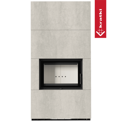 Kratki Kaminbausatz KRATKI FLOKI BOX 8 kW Ø 160 Quarzsinter NATURALI PIETRA DI SAVOIA PERLA BOCCIARDATA