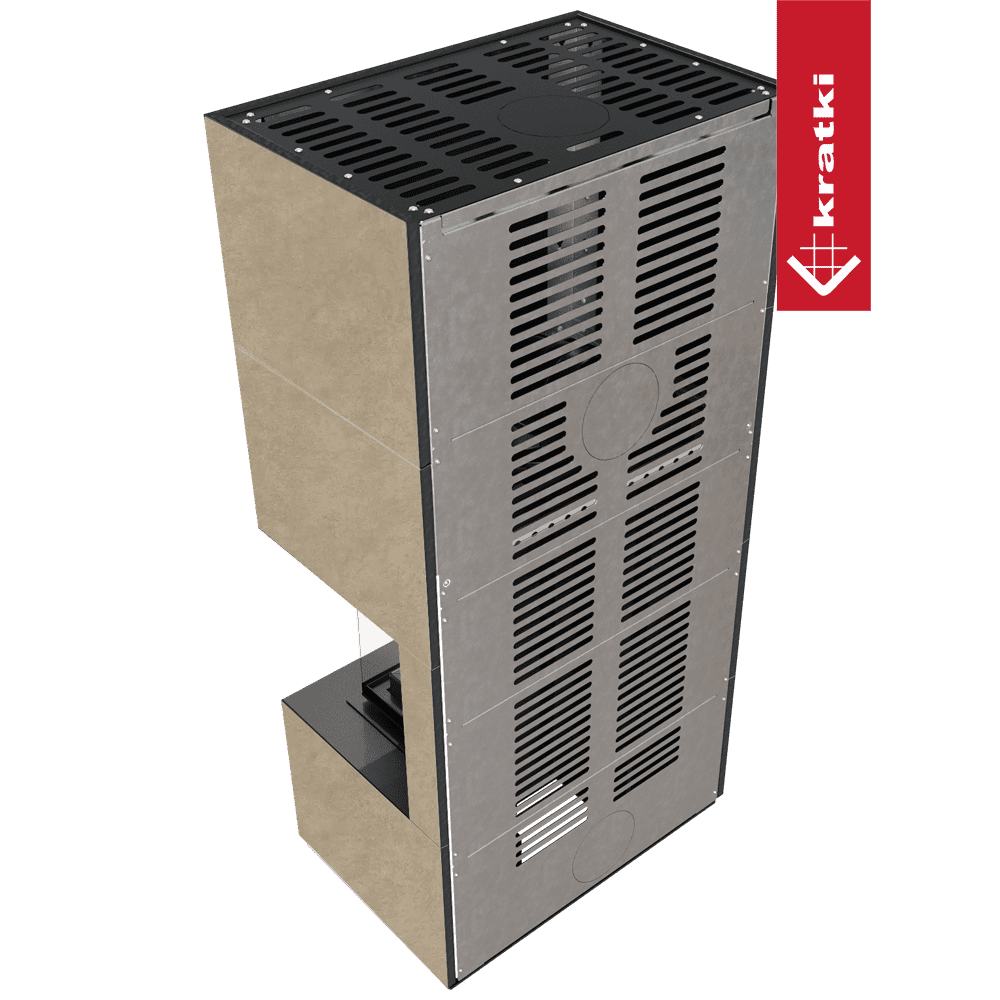 Kratki Kaminbausatz KRATKI FLOKI BOX rechts 8 kW Ø 160 Quarzsinter FOKOS RENA