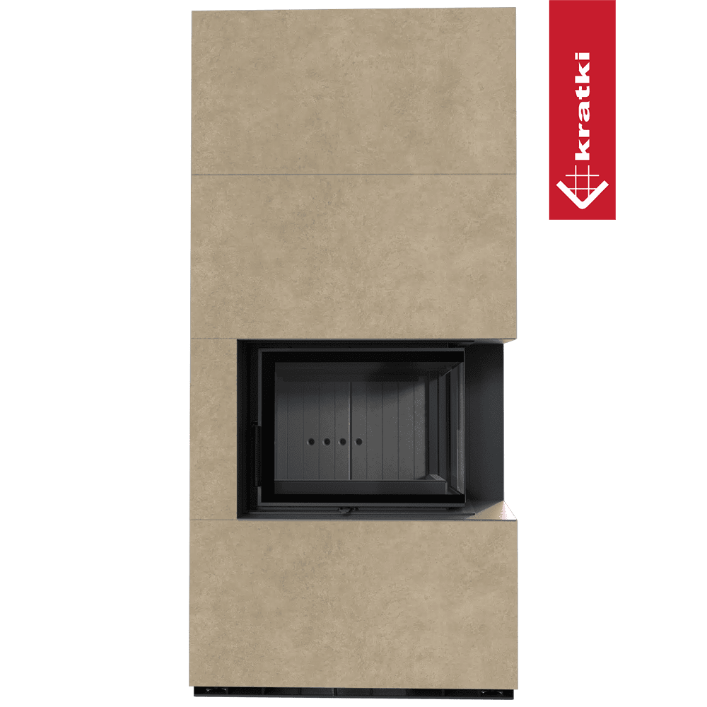 Kratki Kaminbausatz KRATKI FLOKI BOX rechts 8 kW Ø 160 Quarzsinter FOKOS RENA schwarz Verkleidung