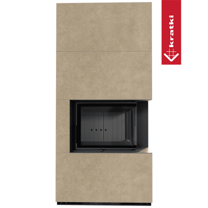 Kratki Kaminbausatz KRATKI FLOKI BOX rechts 8 kW Ø 160 Quarzsinter FOKOS RENA schwarz Verkleidung