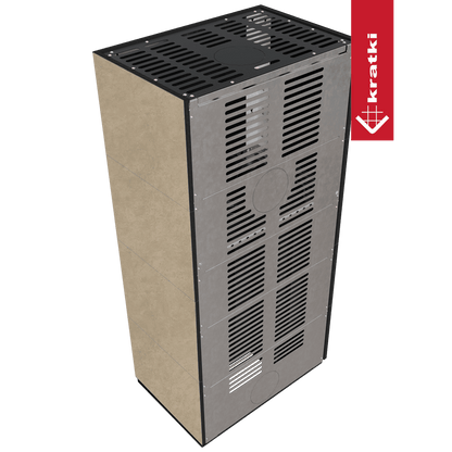Kratki Kaminbausatz KRATKI FLOKI BOX rechts 8 kW Ø 160 Quarzsinter FOKOS RENA schwarz Verkleidung