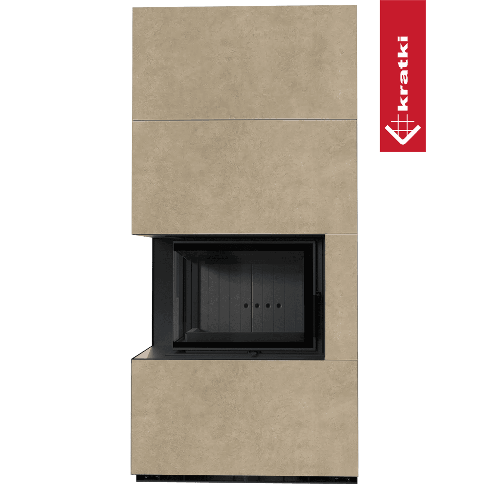 Kratki Kaminbausatz KRATKI FLOKI BOX links 8 kW Ø 160 Quarzsinter FOKOS RENA schwarz Verkleidung