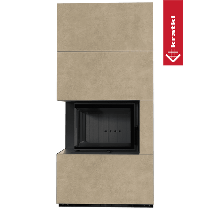 Kratki Kaminbausatz KRATKI FLOKI BOX links 8 kW Ø 160 Quarzsinter FOKOS RENA schwarz Verkleidung