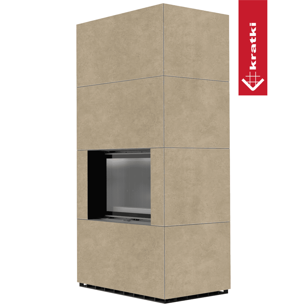 Kratki Kaminbausatz KRATKI FLOKI BOX 8 kW Ø 160 Quarzsinter FOKOS RENA schwarz Verkleidung