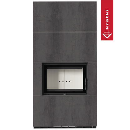 Kratki Kaminbausatz KRATKI FLOKI BOX 8 kW Ø 160 Quarzsinter NATURALI PIETRA DI SAVOIA ANTRANCITE BOCCIARDATA