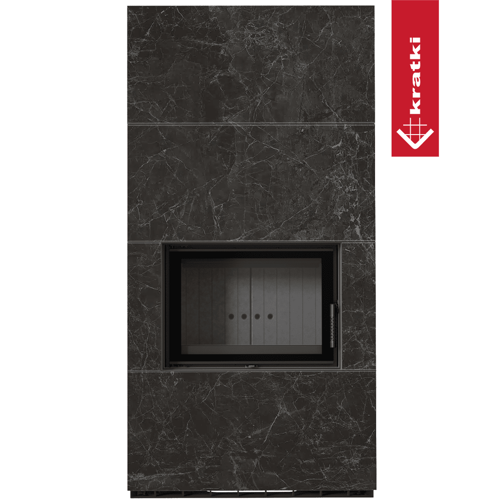 Kratki Kaminbausatz KRATKI FLOKI BOX 8 kW Ø 160 Quarzsinter NATURALI NERO GRECO schwarz Verkleidung
