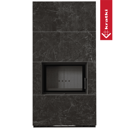 Kratki Kaminbausatz KRATKI FLOKI BOX 8 kW Ø 160 Quarzsinter NATURALI NERO GRECO schwarz Verkleidung