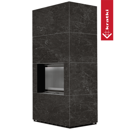 Kratki Kaminbausatz KRATKI FLOKI BOX 8 kW Ø 160 Quarzsinter NATURALI NERO GRECO schwarz Verkleidung