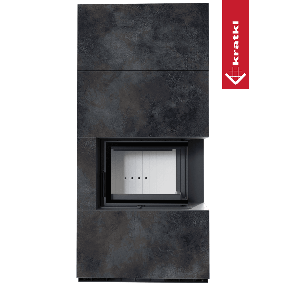 Kratki Kaminbausatz KRATKI FLOKI BOX rechts 8 kW Ø 160 Quarzsinter OSSIDO NERO