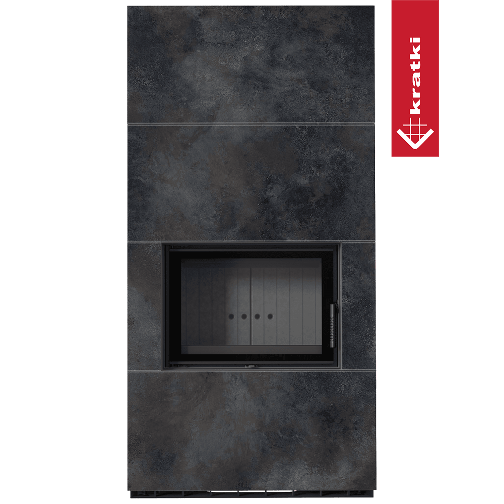 Kratki Kaminbausatz KRATKI FLOKI BOX 8 kW Ø 160 Quarzsinter OSSIDO NERO schwarz Verkleidung