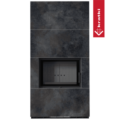 Kratki Kaminbausatz KRATKI FLOKI BOX 8 kW Ø 160 Quarzsinter OSSIDO NERO schwarz Verkleidung