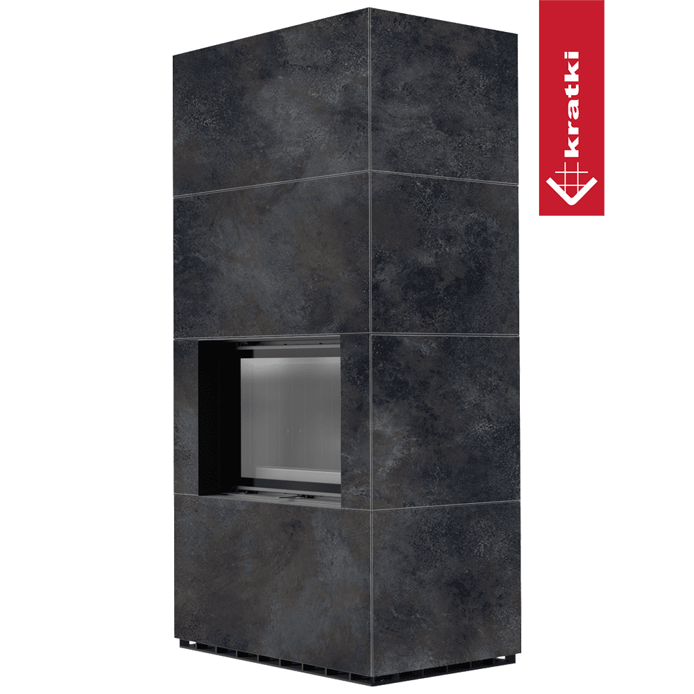 Kratki Kaminbausatz KRATKI FLOKI BOX 8 kW Ø 160 Quarzsinter OSSIDO NERO schwarz Verkleidung