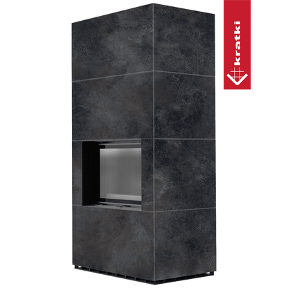 Kratki Kaminbausatz KRATKI FLOKI BOX 8 kW Ø 160 Quarzsinter OSSIDO NERO schwarz Verkleidung