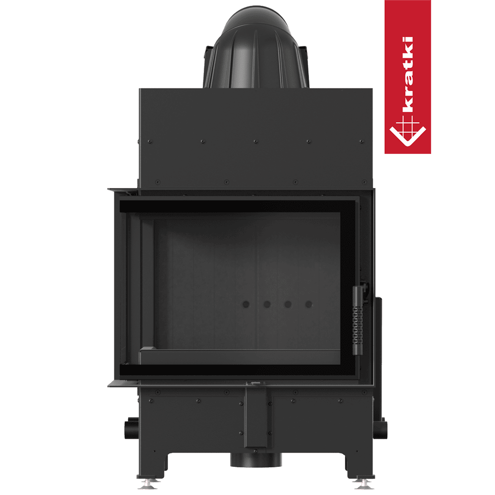 Kratki Kamineinsatz aus Stahl KRATKI FLOKI S links 8 kW Ø 160 schwarz Verkleidung mit Türfeder