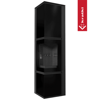 Kratki Kaminofen aus Stahl KRATKI TORA/L 8 kW Ø 150 Schwarzes Glaspaneel schwarz Verkleidung