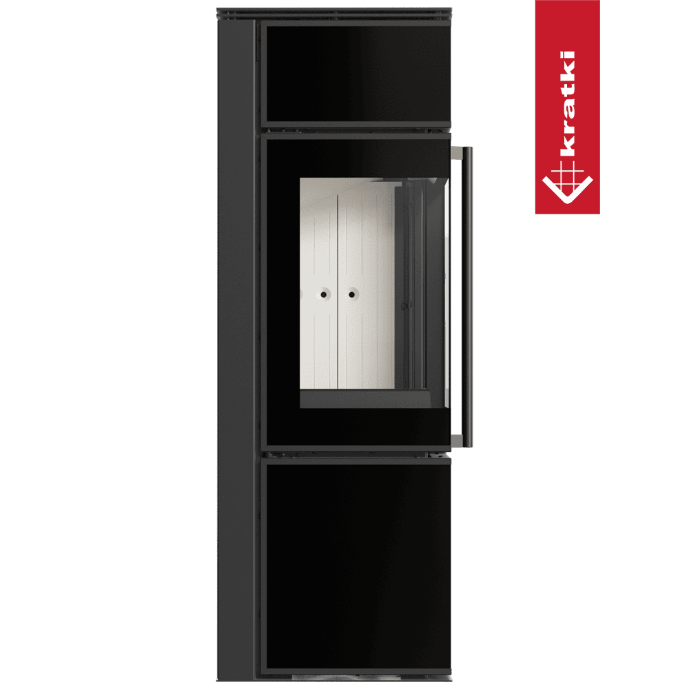 Kratki Kaminofen aus Stahl KRATKI TORA/S 8 kW Ø 150 Schwarzes Glaspaneel