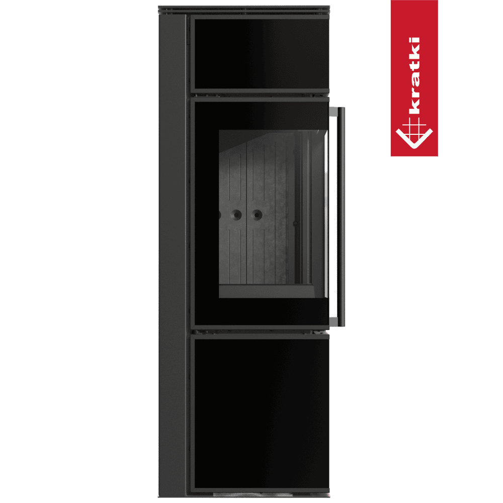 Kratki Kaminofen aus Stahl KRATKI TORA/S 8 kW Ø 150 Schwarzes Glaspaneel schwarz Verkleidung