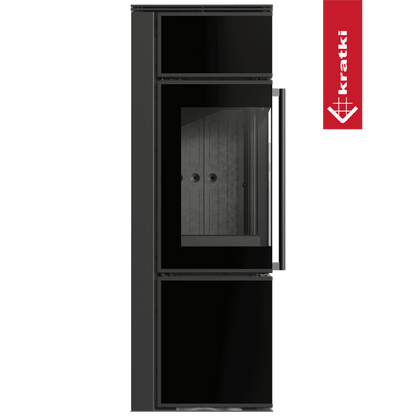 Kratki Kaminofen aus Stahl KRATKI TORA/S 8 kW Ø 150 Schwarzes Glaspaneel schwarz Verkleidung