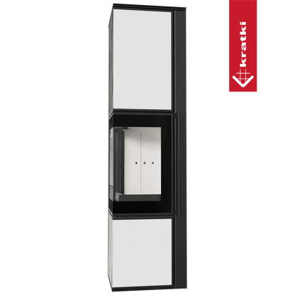 Kratki Kaminofen aus Stahl KRATKI TORA/L 8 kW Ø 150 Weißes Glaspaneel