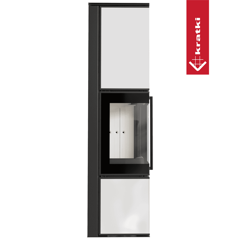 Kratki Kaminofen aus Stahl KRATKI TORA/L 8 kW Ø 150 Weißes Glaspaneel mit Türfeder