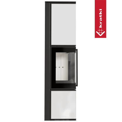 Kratki Kaminofen aus Stahl KRATKI TORA/L 8 kW Ø 150 Weißes Glaspaneel mit Türfeder